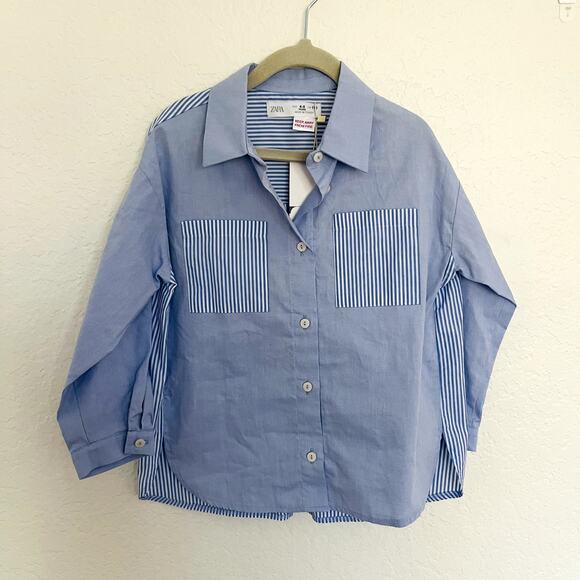 Zara Other - Zara Striped Button Down Top Girls 4/5 NWT
